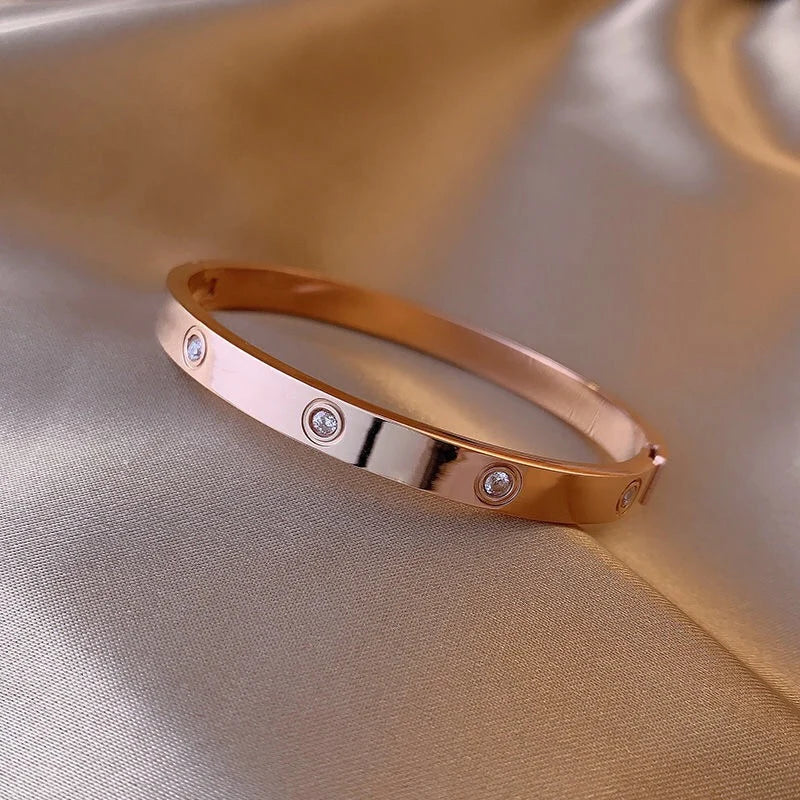Elevate Your Style with the Luxury Bijoux Stainless Steel Bangle and Ring Set - Perfect for Romantic Occasions!