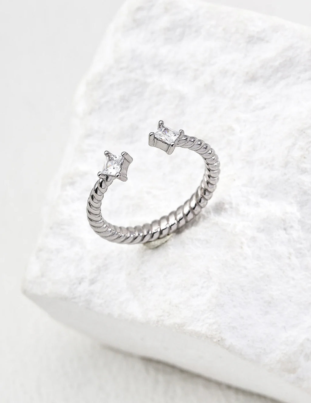 Chic Minimalist Adjustable Zirconia Ring - Elegant Sterling Silver & Gold Vermeil Design